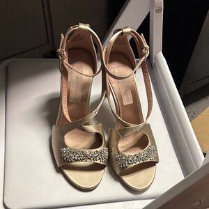 Nordstrom Gold Heels with Sparkling Embellishments
